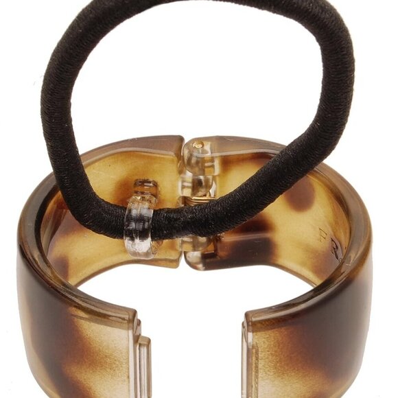 Belle Elodie Cuff Ponytail Holder Cellulose Acetate Gold Finish Stylish Wrap